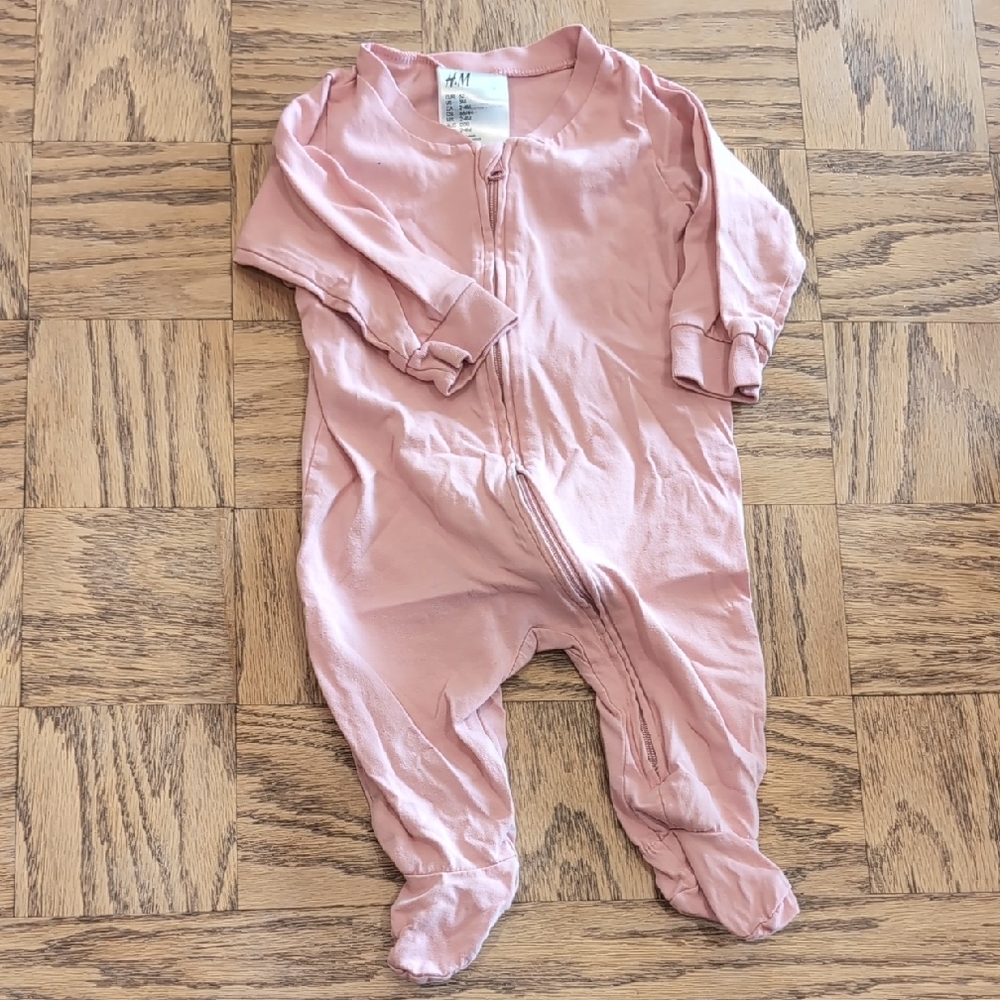 H&M Pink Satin Footies One Piece